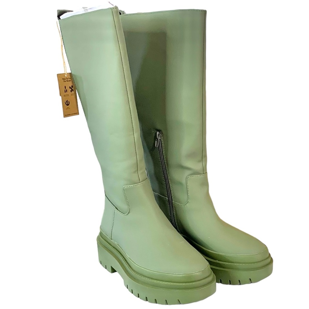 STEVE MADDEN Cool Planet Magicc Lug Sole Olive Green Boot Sz 9 - Picture 7 of 11
